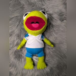 Green Frog Plush Toy with Blue Shorts